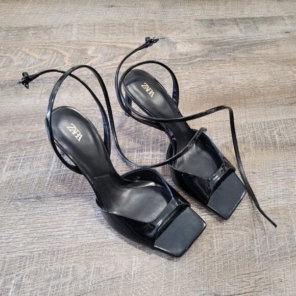 ZARA | Square Open Toe Strappy High Heel Sandals | Sz. 36 - Picture 2 of 8